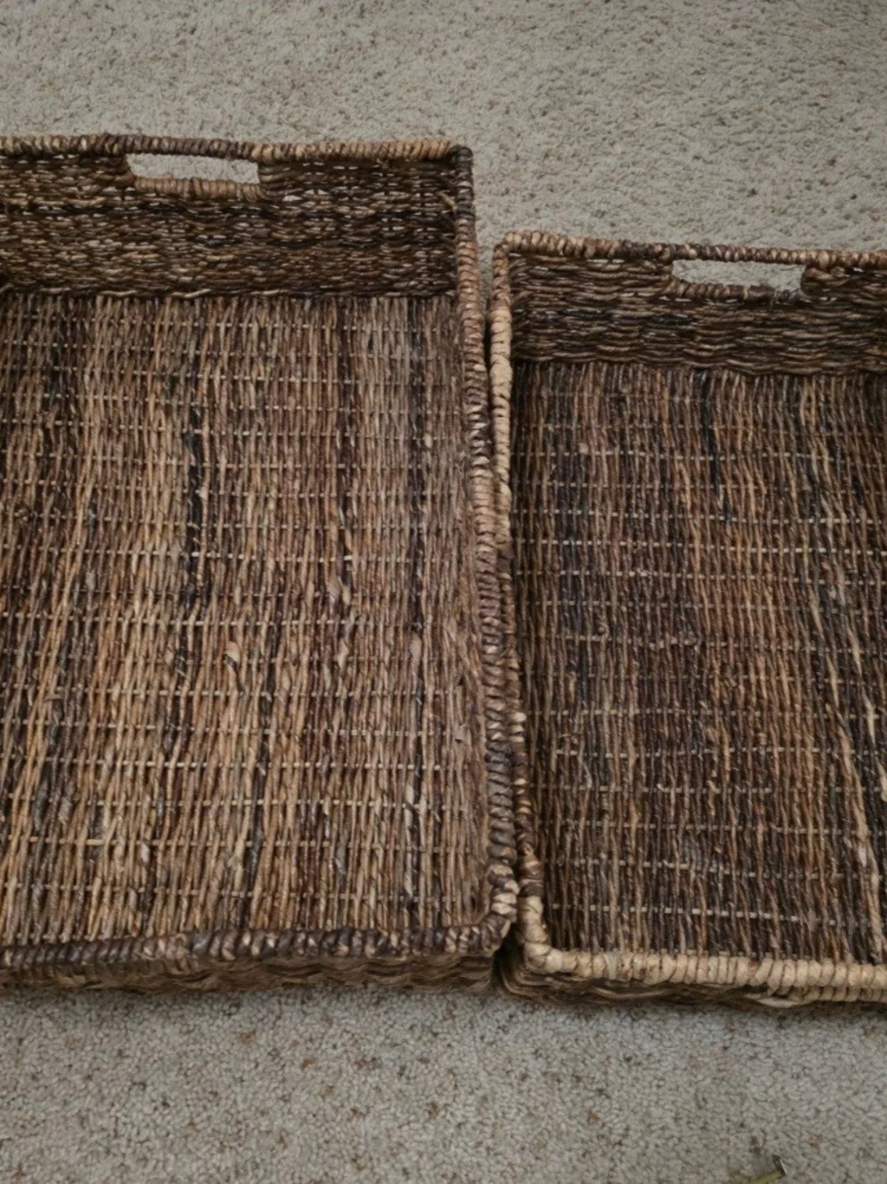 Woven Natural Seagrass Serving and Storage Trays - Brown